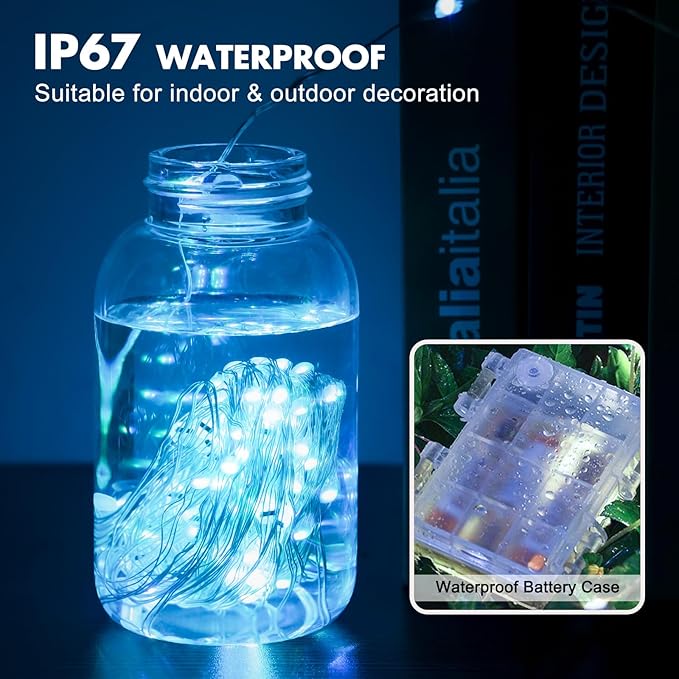 2Pack Battery Fairy Lights, Total 78Ft 240LED, Battery Operated Fairy Lights with Remote and Timer, RGB Color Changing String Lights/Twinkle Lights for Bedroom Indoor Christmas Decoration