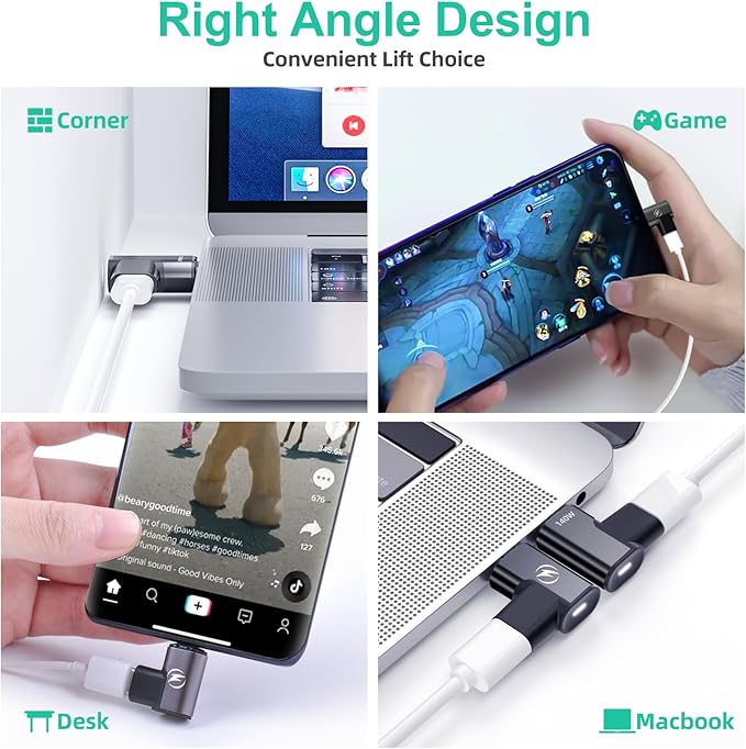 HanCenDa 140W USB C Magnetic Adapter 2Pack, 24Pins USB C 90 Degree Adapter with 20Gbps 8K 60Hz Video for Thundebolt 3 MacBook Pro/Air, Tablet, Laptop, iPhone 15/16 Pro/16 Plus/16 Pro Max