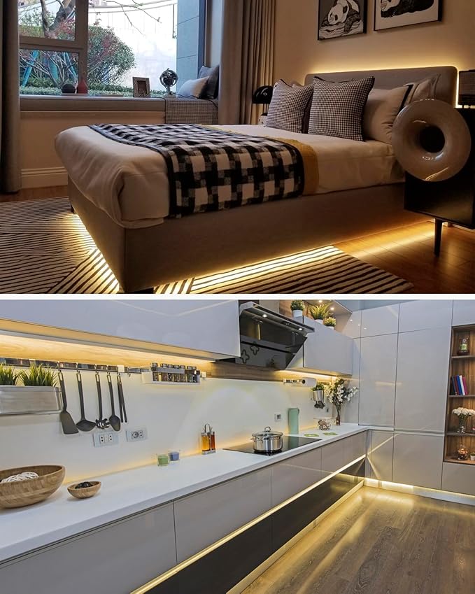 Aclorol COB Led Strip Light 12V 16.4ft Led Strip Lights 3000K Warm White 1600Leds CRI85+ Flexible LED Tape Lighting for Bedroom TV Party Home Indoor Decor(Power Supply&LED Dimmer Not Included)
