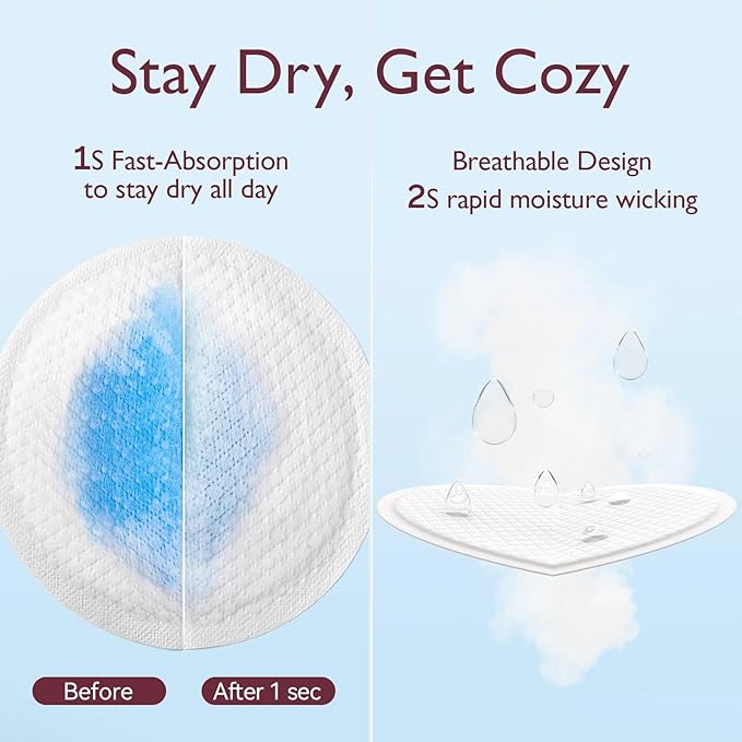 Momcozy Ultra-Thin Disposable Nursing Pads, Super Absorbent and Breathable Breastfeeding Pads, Make The Breasts Light and Unburdened, 3D Shape for The Best Fit, Individually Packaged（120 Count）