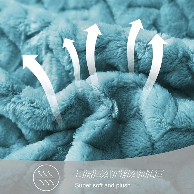 Exclusivo Mezcla Fleece Throw Blanket for Couch, 50x70 Inches Soft Cozy Jacquard Flannel Blankets, Lightweight Fuzzy Plush Warm Throws for Winter, Slate Blue