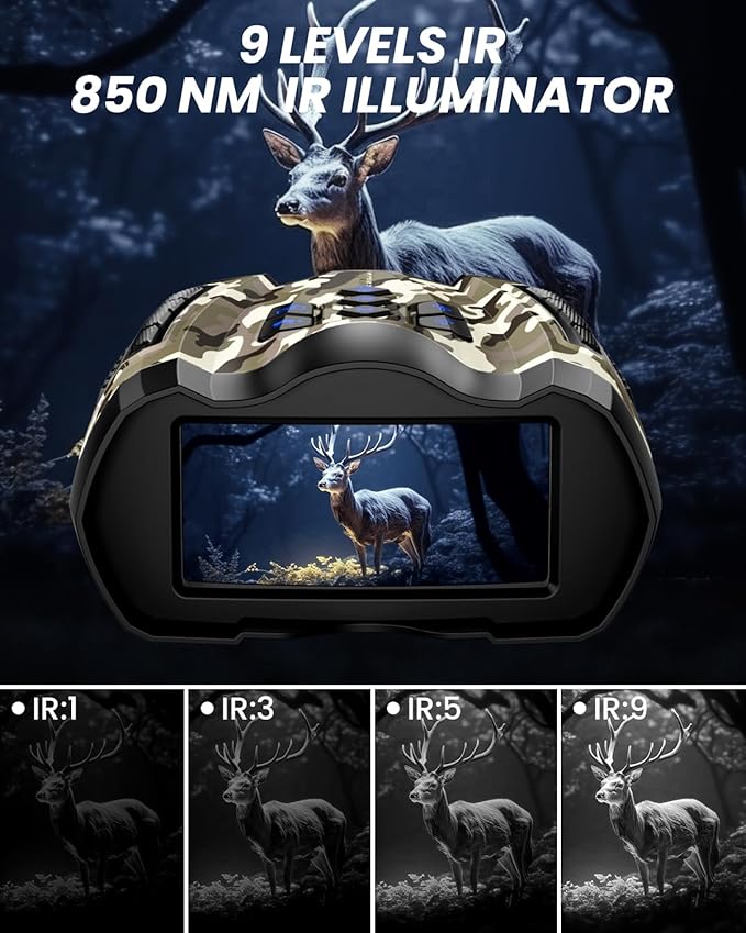 Night Vision Goggles, 4K Binoculars with Camera, 3.5" HD Display and 32GB TF Card, 9 Gear Night Vision, 10X Digital Zoom, 4000mAh Battery Nightvision
