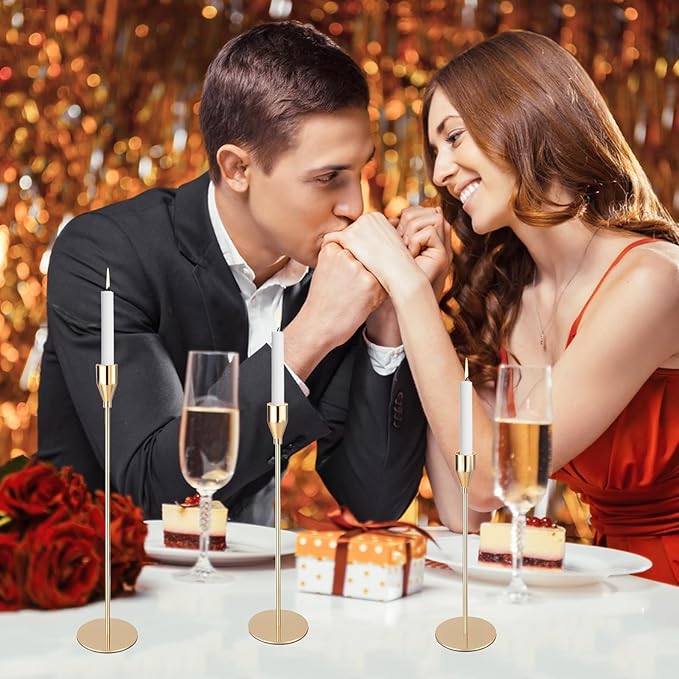 Gold Candlestick Holders Bulk, Taper Candles Holder for Table Centerpiece Set of 27 Metal Candle Sticks Holders Stand Candelabra Candle Holder for Christmas, Wedding, Dinning, Home Decor