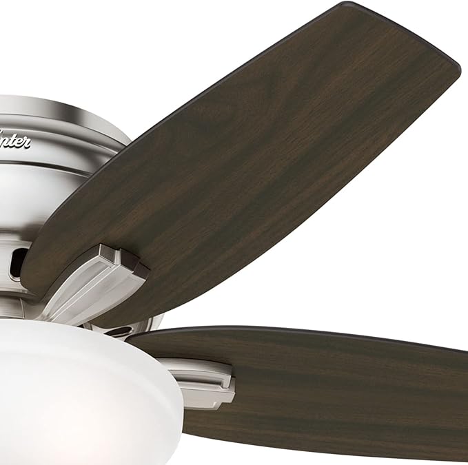 Hunter Fan Company, 51082, 42 inch Newsome Brushed Nickel Low Profile Ceiling Fan with LED Lights and Pull Chain