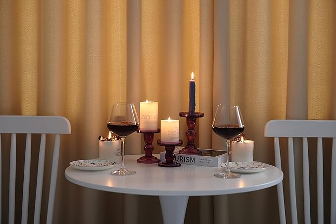 GMWD 3 Pcs Glass Candle Holder Set Clear, Purple Candlesticks Holders Pillar Taper Candles Tealight Stand for Wedding Centerpieces Home Decorations Dining Table