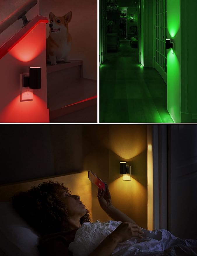 L LOHAS LED Night Light, Night Lights Plug into Wall, Color Changing Nightlight RGB with Light Sensor, Home Decor for Kids Gifts, Halloween, Christmas, Holiday, Hallway Bedroom Kids Room, 2 Pack