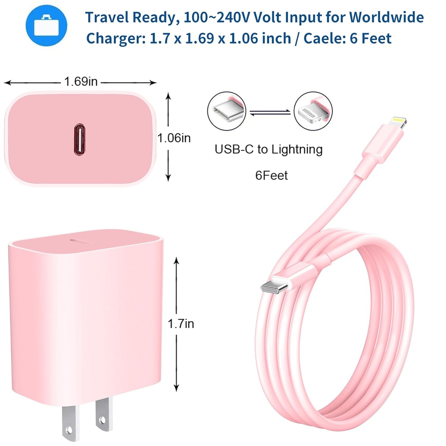iPhone Fast Charger, 2Pack for iPhone 14 USB C Power Wall Charger with 6FT Cable, Compatible with iPhone 13/12/11/XS/X
