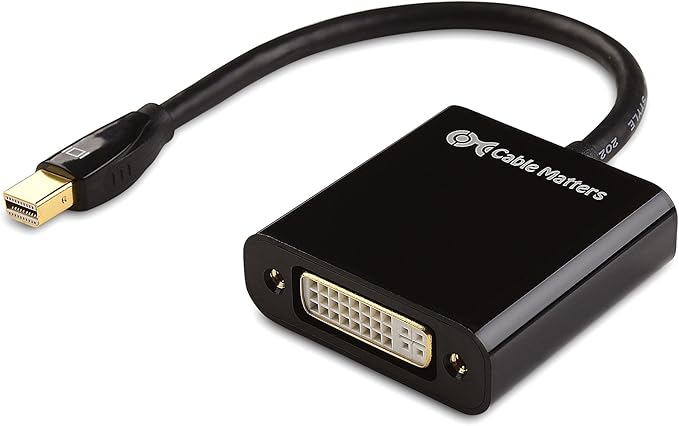 Cable Matters Mini DisplayPort to DVI Adapter (Mini DP to DVI) in Black - Thunderbolt and Thunderbolt 2 Port Compatible