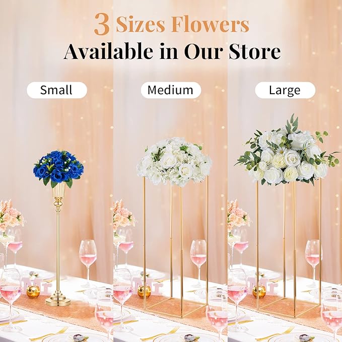 NUPTIO Flower Ball Arrangement Bouquet - 10 Pcs 9.5 inch Diameter Royal Blue Fake Flowers Roses Balls for Centerpieces Tables - Artificial Rose Arrangements for Wedding Centerpiece Table Decorations
