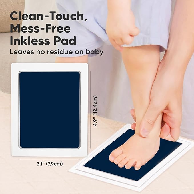 2-Pack Inkless Baby Hand and Footprint Kit - Mess Free Ink Pad for Newborn Keepsake, Dog Nose & Paw Print Kit, Clean Touch Ink Pad for Baby Hand & Footprints, Ideal New Mom Gifts (Navy, L)