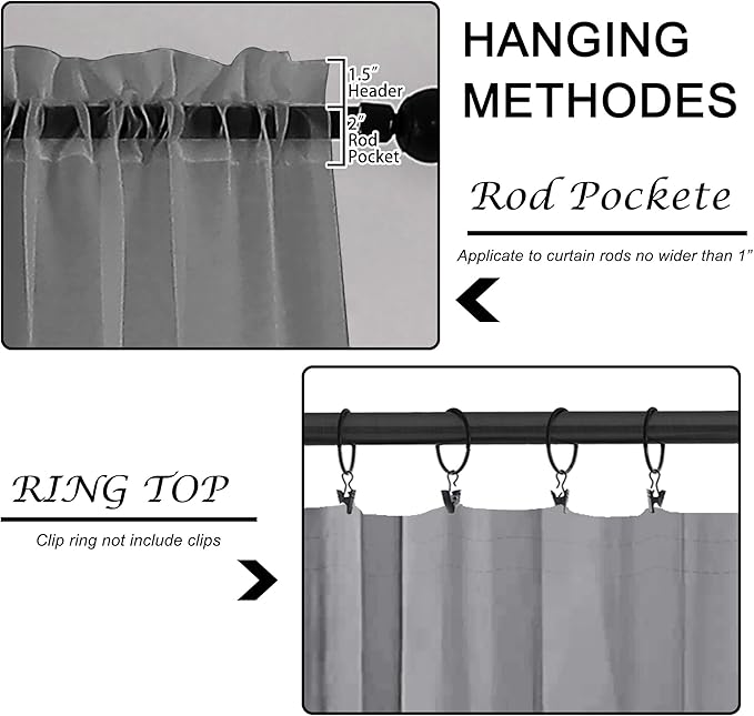OWENIE Grey Sheer Curtains, Sheer Curtains 84 inches Long 2 Panels Set, Rod Pocket Voile Fimly Gray Drapes for Living Room/Bedroom, 2pcs, Each 42" W x 84" L