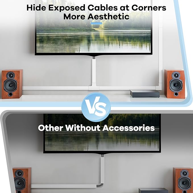 Cord Covers for Wires on Wall Extra-Long, 26.25ft TV Cord Hider Kit, Paintable Cable Management Concealer, TV Wire Hider for Wall, White Cord Raceway Channel, 8 x L39in x W0.95in x H0.55in