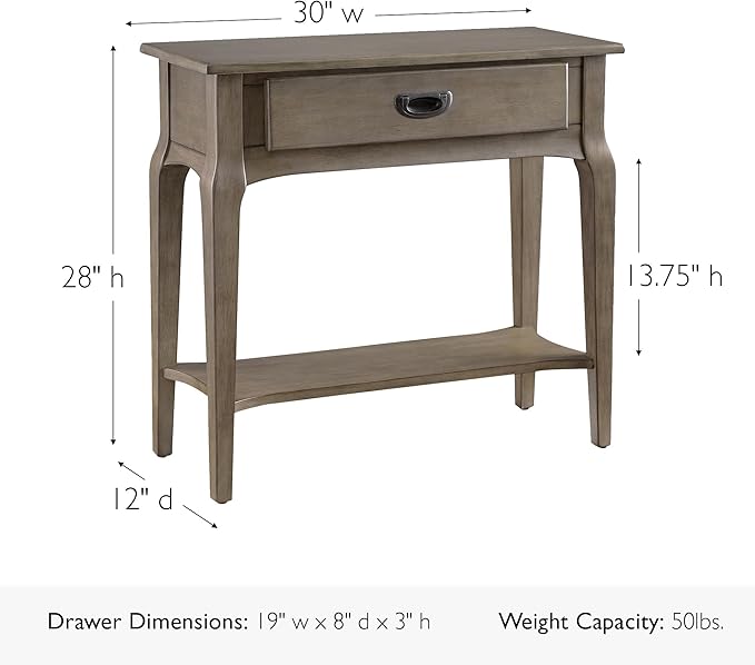 Leick Home Stratus Condo/Apartment Stand Hall Table, Smoke Gray