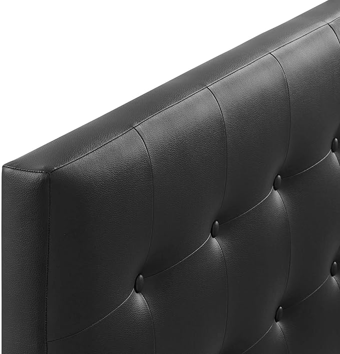 Modway Emily Tufted Button Faux Leather Upholstered Queen Headboard in Black