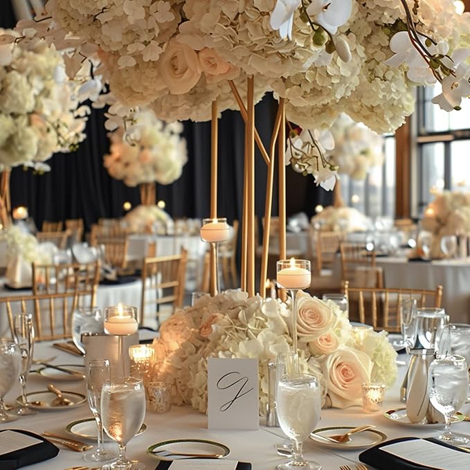 Auihiay 64pcs Silk Hydrangea Artificial Flowers, Champagne Artificial Hydrangea Flowers with Stems, Full Hydrangea Flowers for Wedding Centerpieces, Home, Garden, Party Decoration (Champagne)