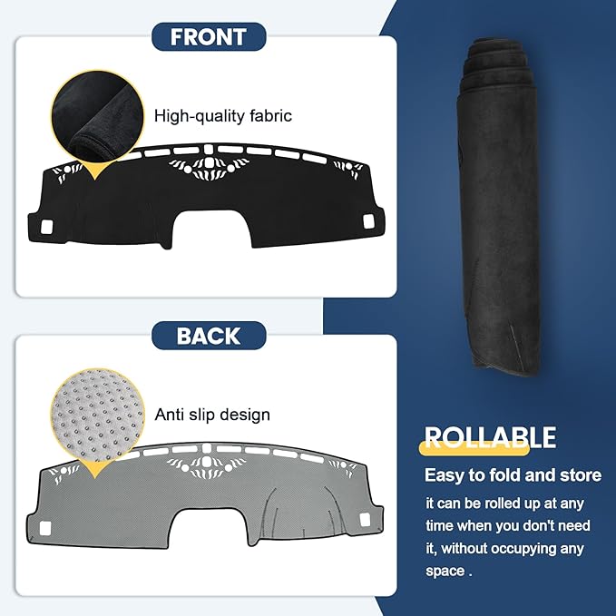 Dashboard Cover Mat Custom Fit for Ford Maverick 2022 2023 2024 2025 2026 (Hybrid)(XL, XLT, Lariat) Dash Cover Nonslip Dash Mat Protector Sunshade No Glare Black