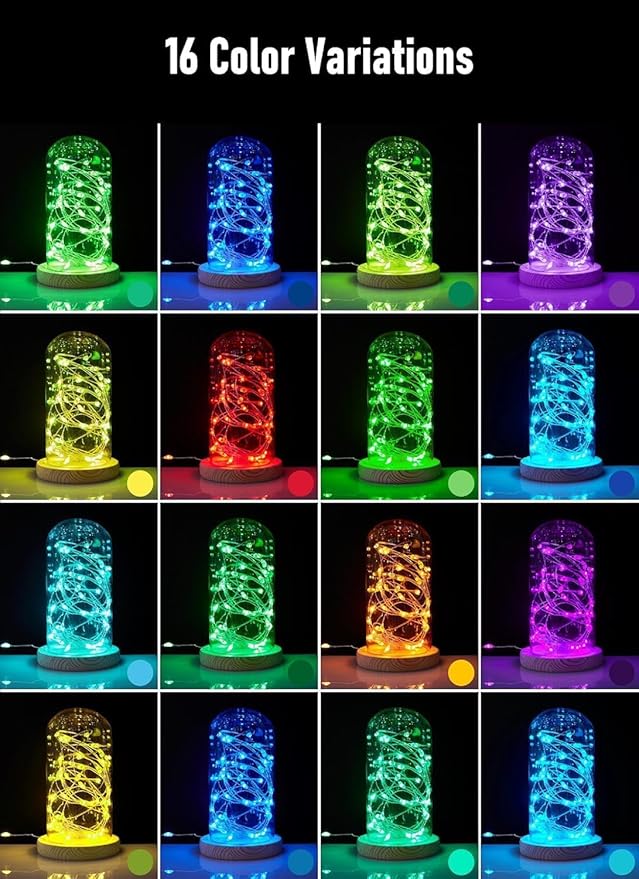 Minetom Color Changing Fairy String Lights: 66 Feet 200 Led Waterproof Twinkle Lights with Remote and Plug and 4 Light Modes for Craft Bedroom Ceiling Wedding Christmas 16 Colors