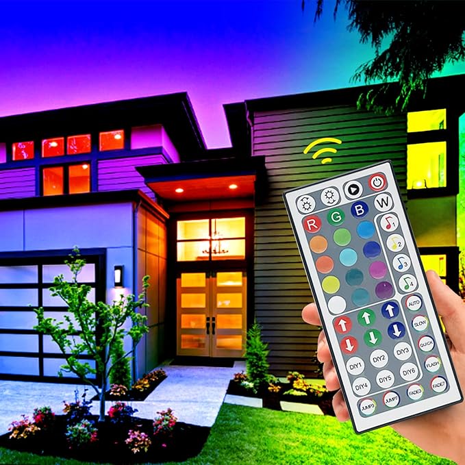 FONEWE 44 Key RGB LED Strip Lights IR Remote Control, Remote Receiver RGB LED Light Strip, 24V Power Adapter for LED Lights