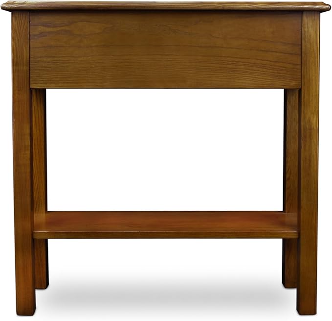 Leick Home Wave Solid Wood Console Table with Drawer and Shelf, Medium Oak, 28 in W x 8 in D x 28 in H, Entryway, Hallway, Landing Table, 9021-MED