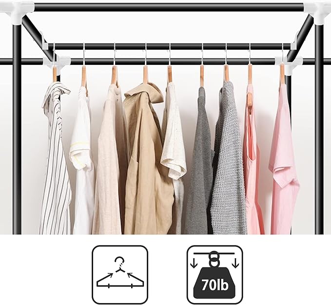 LOKEME Portable Closet, Great Size 82-Inch Portable Wardrobe with 5 Hanging Areas and 10 Storage Shelves for Hanging Clothes, Extra Sturdy 25mm Steel Tube and Easy to Assemble, Grey