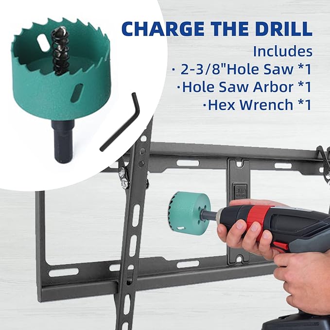 TV Wire Hider Kit for Wall Mount TV, in Wall Cable Management Kit, Includes 2 Pass Throughs and Hole Saw Drill Attachment for Easy Install（Off-White）