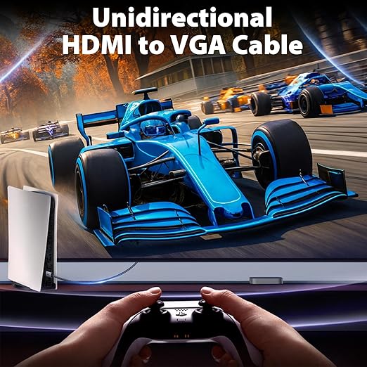 HDMI to VGA Cable 3ft, Adapter Cord with Secure Latch and IC Chip – Plug & Play HDMI to VGA Converter Cable for Projector, PC, Laptop, Desktop, Xbox, PS3, 1080P 60Hz
