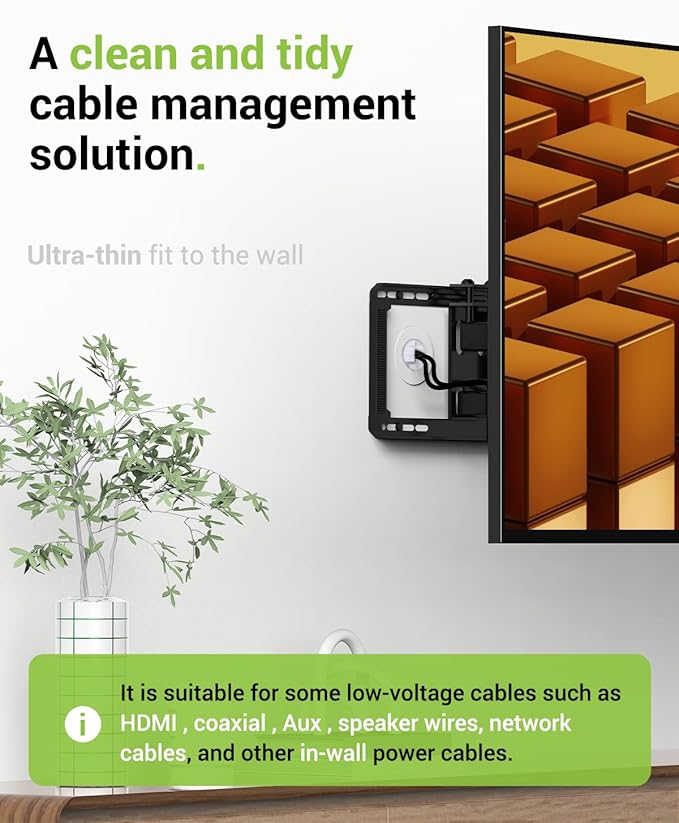 in Wall Cable Management Kit for Wall Mounted TV, Slim Round Wall Cable Pass Through with Hole Saw Drill Attachment for Easy Installation, White 2-Pack