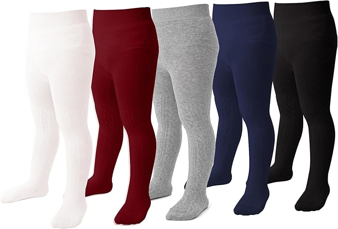 Marchare Baby Girls Tights Thick Solid Cable Knit Leggings Winter Warm Stockings For Toddler Girls 1/2/3/4/5 Pack