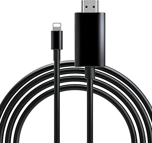 [MFi Certified] Lightning to HDMI Cable • HDMI Cable for iPhone to TV • Compatible with iPhone14, 13, 12, 11 to TV Output • with 1080P HD Display • Just Plug and Play/Black/6.6FT