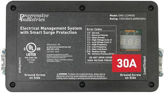 Progressive Industries EMS-LCHW30 Heavy Duty RV Surge Protector, Black, 30 Amp