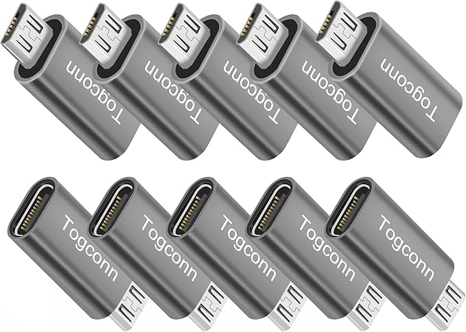 USB C to Micro USB Adapter (10 Pack),USB Type-C (Female) to Micro(Male) Convert Connector, Support Charge & Data Sync for Galaxy S7 Edge, S6, Nexus 6/5 and Other Micro USB Devices