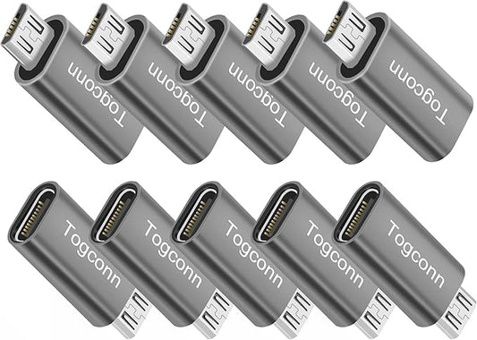 USB C to Micro USB Adapter (10 Pack),USB Type-C (Female) to Micro(Male) Convert Connector, Support Charge & Data Sync for Galaxy S7 Edge, S6, Nexus 6/5 and Other Micro USB Devices