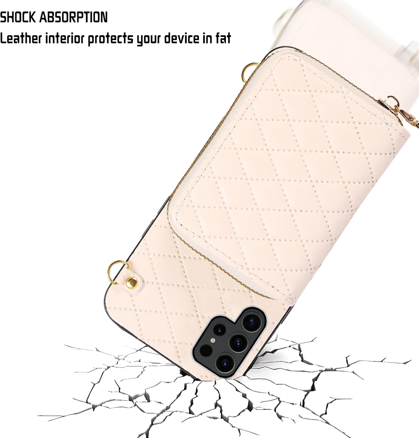 Furiet Detachable Crossbody Strap Wallet Case for Samsung Galaxy S23 Ultra 5G, Multi Card Slots, Beige