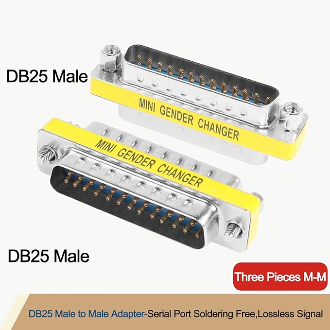 MEIRIYFA DB25 25 Pin Gender Changer D-SUB 25Pin Coupler Serial Cable Gender Changer RS232 VGA Adapter Connetor for Applications Pack of 2 (Male to Male)
