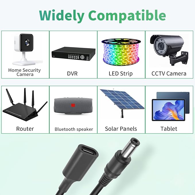 DC 5V 3A Power Adapter Cable 3.28Ft USB C to DC 5.5mm x 2.5mm Converter Cable for Router, Mini Fan, Table Lamp, External Hard Drives, Audio Mixing, Speakers, 2Pack