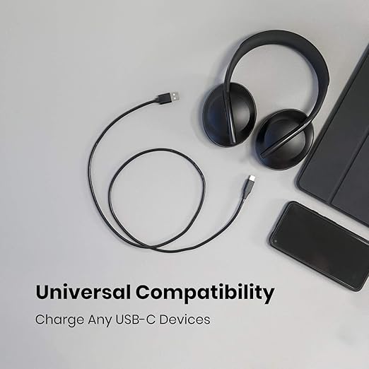Perixx PERIPRO-406 USB Type C Male to USB A Male 3 Ft Cable - USB2.0 Spec for Smartphones, Tablets, Laptop, and Desktops - Black