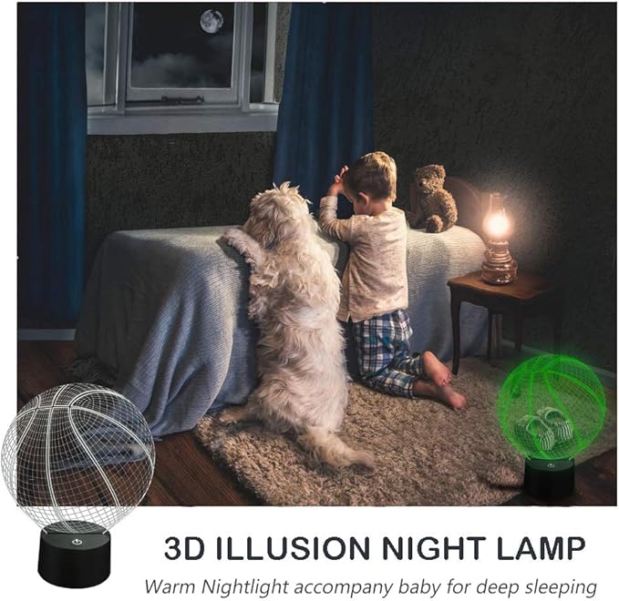 AZIMOM 3D Illusion Lamp Basketball Lamp Decor 16Colors Changing Basketball Shape Night Light Smart Touch Sensor Remote Control Bedside Lamps Home Decoration for Kids Boys & Girls Women Birthday Gifts