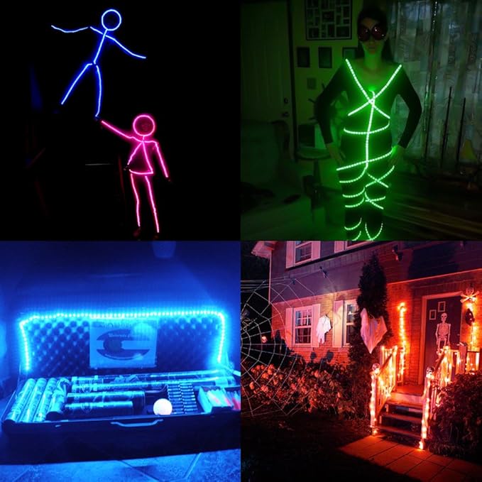 Battery Powered Led Strip Lights RGB with Mini Controller Waterproof Led Rope Lights Battery Operated Led Lights Multi Color Changing Lights 2M 6.56ft