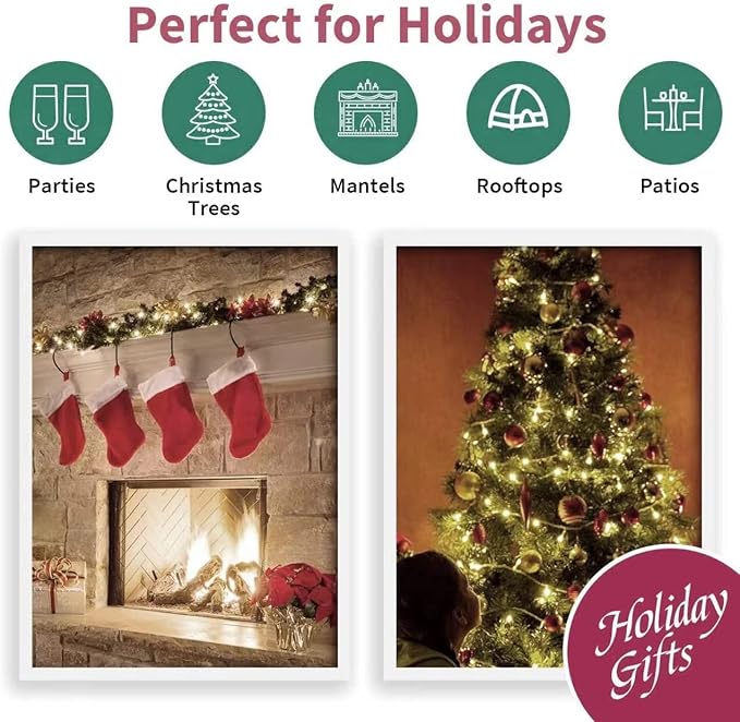 LAMPHOME Super-Bright Extendable Warm White Christmas Lights Decoration 150Lights 31.9ft UL Certified Mini Bulb String Lights Set for Outdoor Christmas Tree Garden Holiday Party Patio Wedding Decor