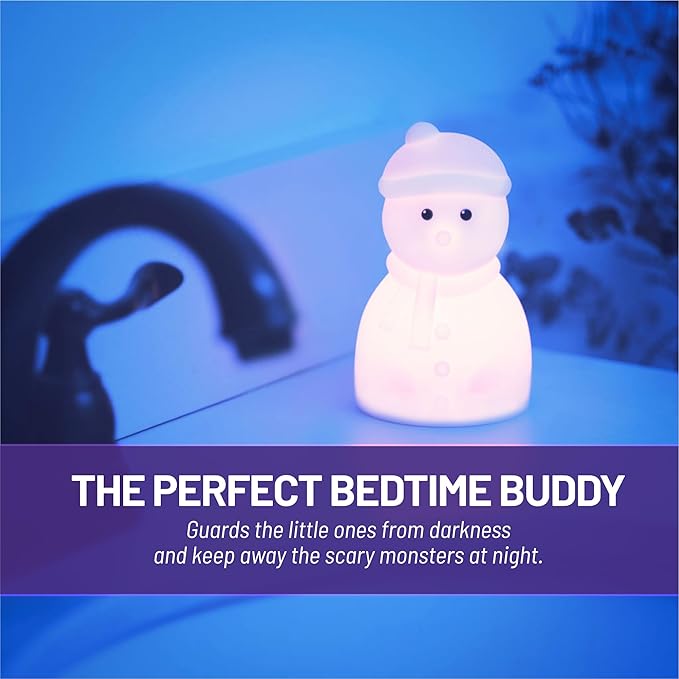 Lumipets Junior Snowman Night Light, Soft Silicone Material, 8 Soothing Colors, Cordless, Easy Control, Portable