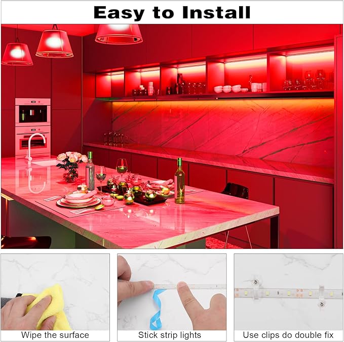 iNextStation 12V LED Light Strip IP65 Waterproof Red LED Strip Lights 16.4ft/5m Cuttable 300 SMD 2835 LED Tape Flexible Led Lights for Bedroom Outdoor Indoor Decor (Power Adapter not Included)