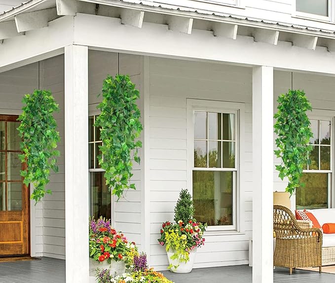 RECUTMS Fake Vines 4pcs Artificial Ivy Hanging Plant Silk Leaves Faux Greenery Garland for Room Indoor Outdoor Garden Door Wall Baskets Wedding Party Table Balcony Decor