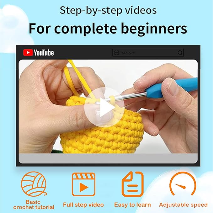 Utook Crochet Kit for Beginners, Crochet Vegetable Kit,Beginner Crochet Kit for Adults and Children, with Instructional Videos and Paper Tutorials, Handmade Crafts, Holiday Gifts (Vegetable)