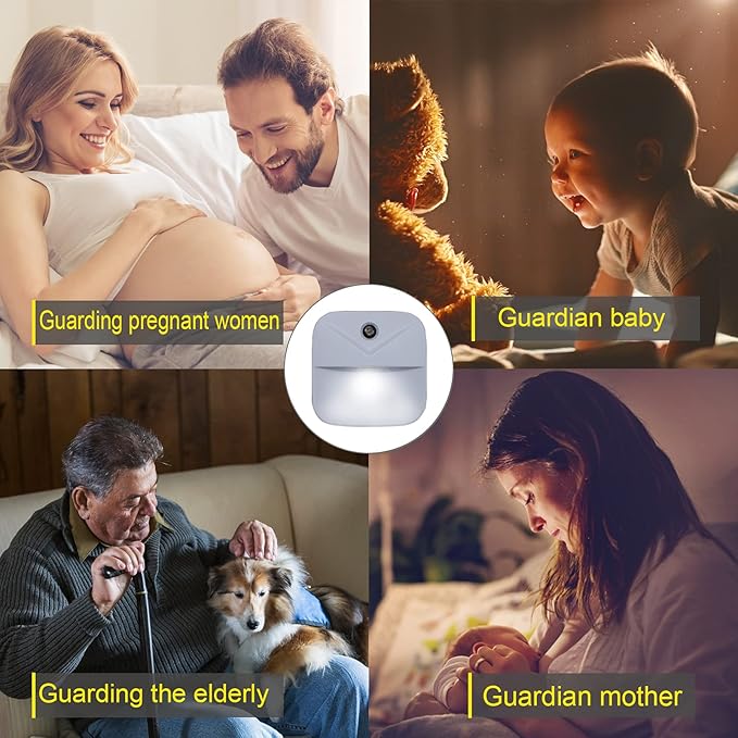 6 Pack Night Light Plug in, White LED Nightlights with Smart Dusk to Dawn Sensor, Plug into Wall Nightlights Suitable for Bedroom, Bathroom, Hallway, Kitchen, Stairs, Kids, Adults