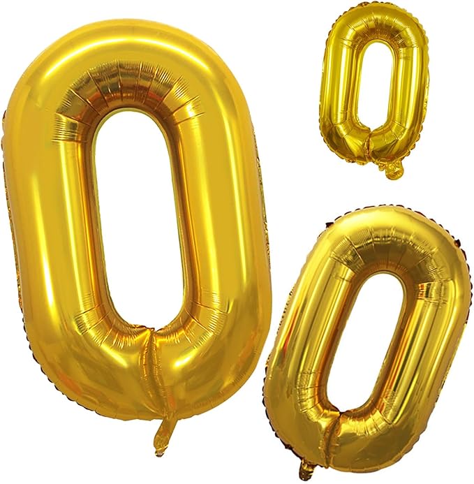 GOER 2 Pcs 42 Inch Gold Foil Balloons Number 0 for 10th 20th 30th 40th 50th 60th 70th 80th 90th 100th Birthday Party Supplies Anniversary Decorations