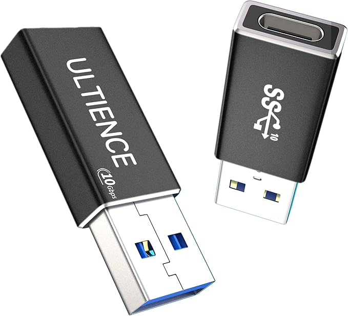 [10Gbps 2 Pack] USB C Female to USB A Male Adapter - USB 3.2 Converter High Speed 10Gbps Data Transfer & 60W Fast Charging, Compatible with Apple/iPhone/iPad