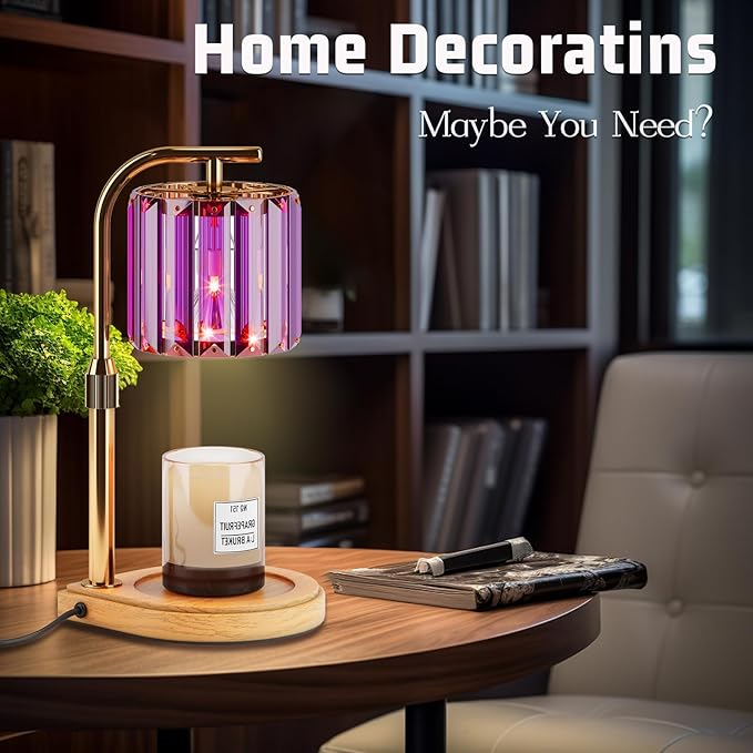 IN HAPPY Candle Warmer Lamp with Timer Dimmer-Adjustable Height, Birthday Gifts for Women Mom, House Warming Gifts New Home Decor, Wax Melt Warmer for Scented Jar Candles with 2 Bulbs (Purple)