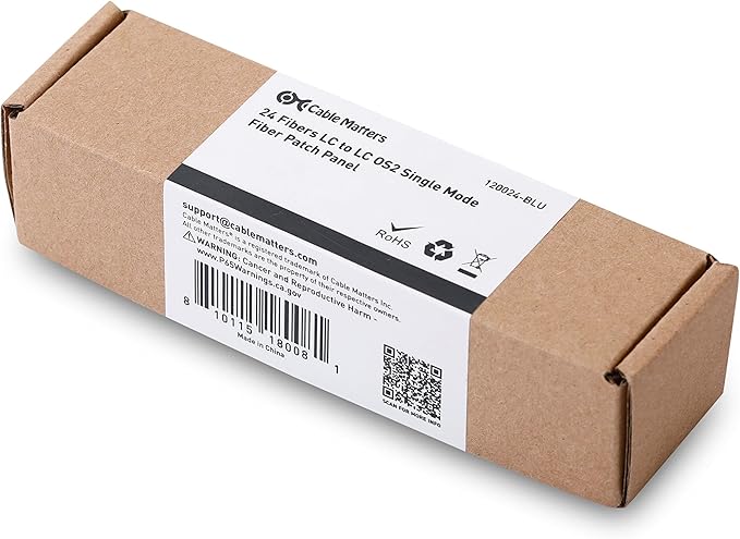 Cable Matters 24 Fibers LC to LC OS2 Single Mode Fiber Patch Panel with 6 x LCLC UPC Quad Fiber Optic Adapters - LGX Compatible