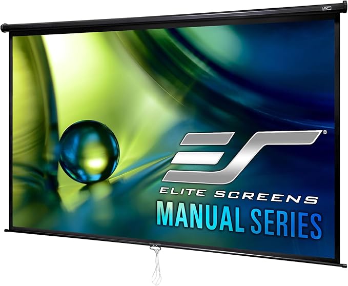 Elite Screens Manual Series, 84-INCH 16:9, Pull Down Manual Projector Screen with AUTO LOCK, Movie Home Theater 8K / 4K Ultra HD 3D Ready, 2-YEAR WARRANTY, M84UWH, 16:9, 80.4"W x 57.6"H, Black