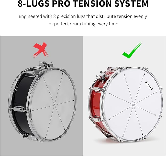 Snare Drum Set, 14" x 5.5" Marching Snare Drum with Stand & Storage Padded Bag + Silent Mute Pad + Drums Sticks + Drumstick Holder + Drums Key + Damper Gels for Adults Kids Beginners (Red)